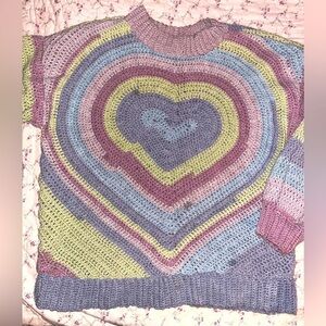 Handmade crochet heart sweater